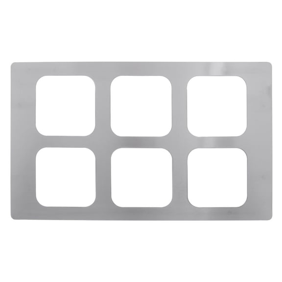 HUBERT Food Bar Template 1/6 Size Stainless Steel Curveware Template - 21"L x 12 3/4"W x 3/4"H
