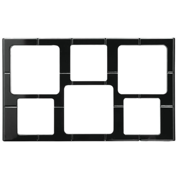 HUBERT Food Bar Tile Tray Full Size for Cold Foods Black Melamine with Garnish Bowl Cut-Outs - 21" L x 12 3/4 W