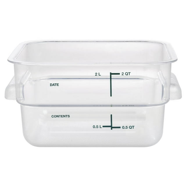 HUBERT® Food Storage Container 2 Qt Clear Plastic Storage Container - 7" L x 7" W x 31/2" D