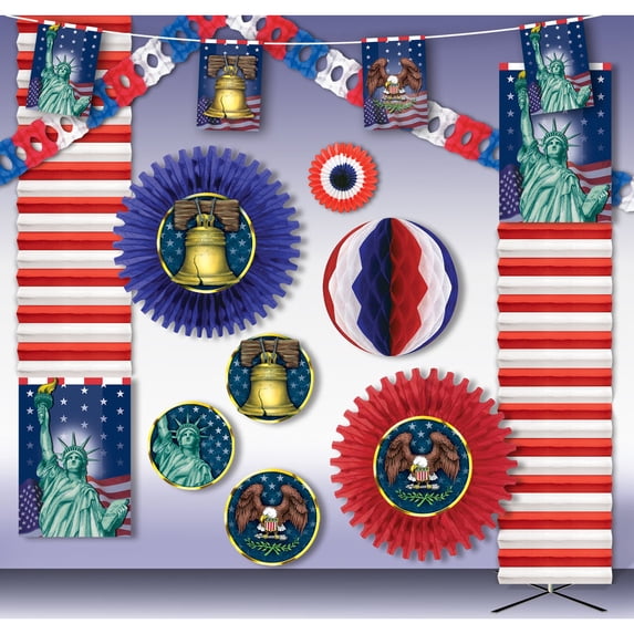 HUBERT Fourth of July Decorations Kit 6000 sq ft Spirit of America Deluxe Crepe Kit