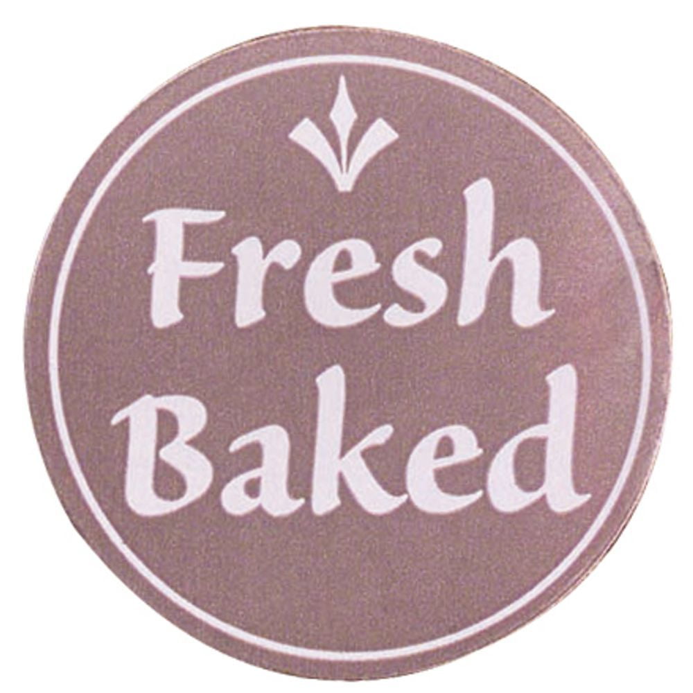 HUBERT Fresh Baked Label White Imprint "Fresh Baked" 1 1/2"Dia, 500