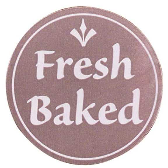 HUBERT Fresh Baked Label White Imprint "Fresh Baked" - 1 1/2"Dia, 500 per Roll