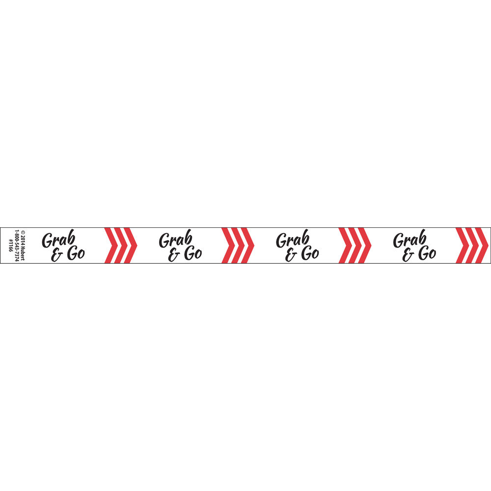 HUBERT Grab N Go Tamper Evident Tape for Deli Containers Merchandising Food Tape Red Chevron - 1"W x 500 ft Roll