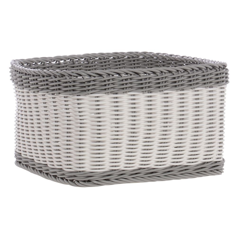 HUBERT® Grey and White Storage Basket 12"L x 12"W x 6 1/2"H