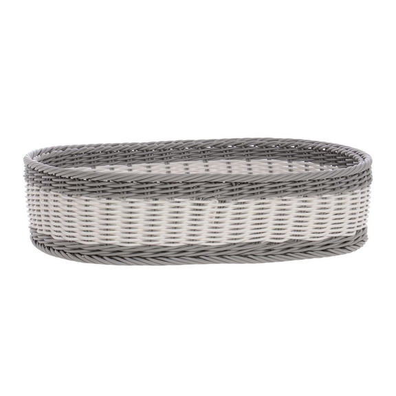 HUBERT Grey and White Storage Basket - 18"L x 12"W x 4 1/2"H