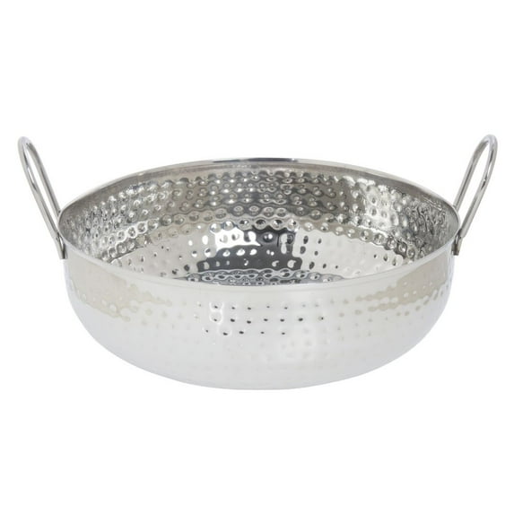 HUBERT® Hammered Stainless Steel Serving Bowl with Handles - 7" Dia x 1 1/2" H