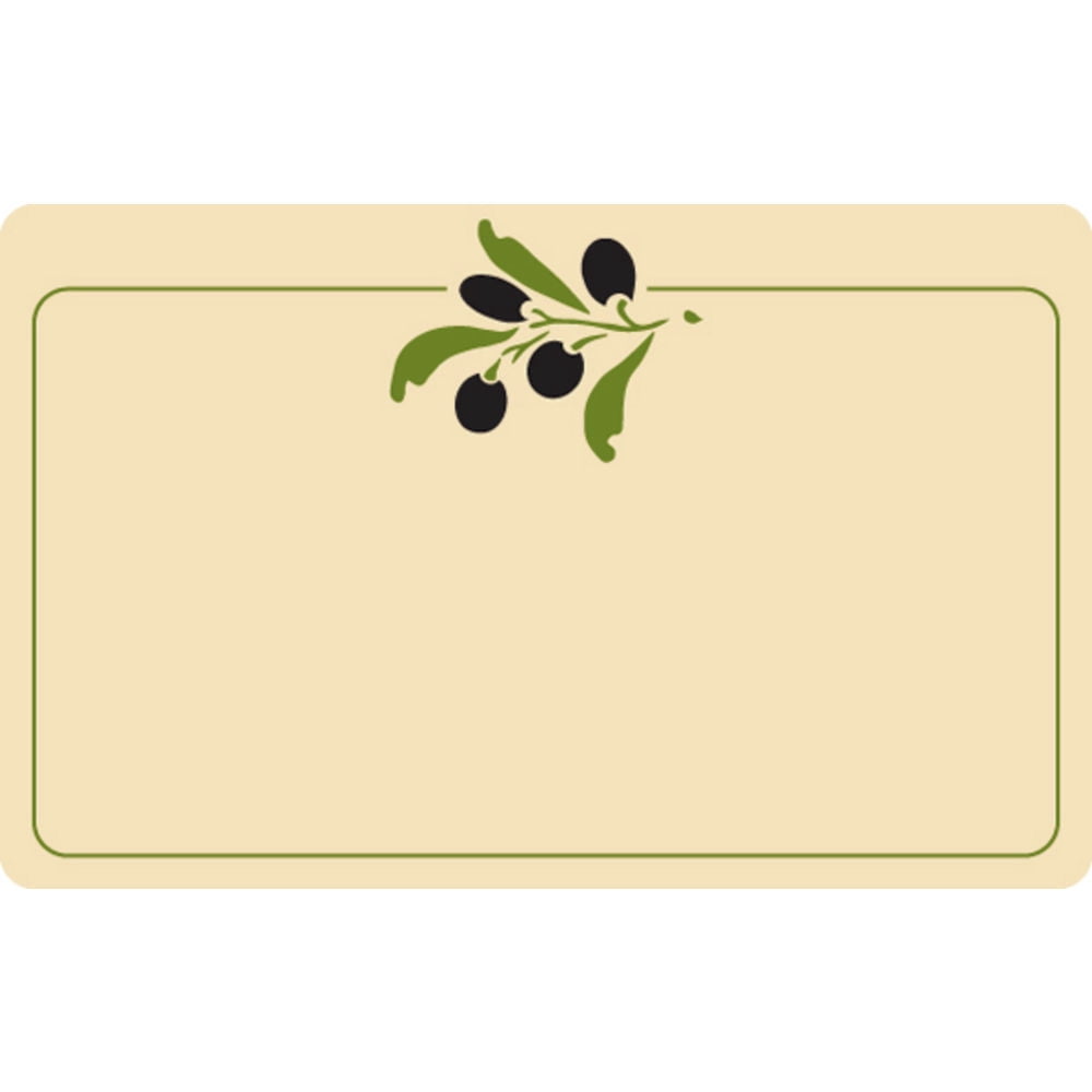 HUBERT Heat Resistant Price Tag with Olive Design Beige Vinyl - 4"L x 2 1/2"H 12 Per Bag