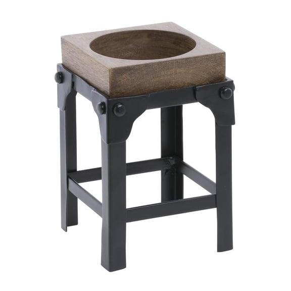 HUBERT Medium Mango Wood & Iron Display Stand