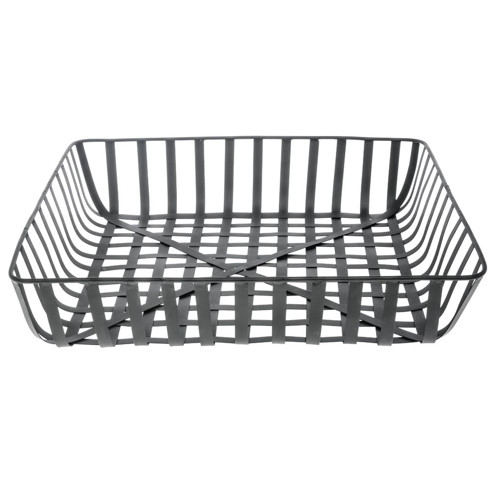 HUBERT Square Black Metal Tobacco Basket - 18"L x 18"W x 3 5/8"H
