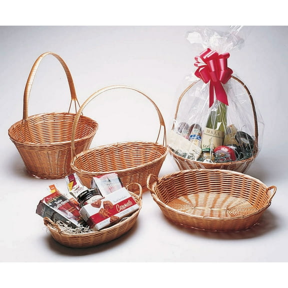 HUBERT Oval Wicker Basket with Handle - 14 1/2"L x 11"W x 3"H