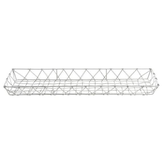 HUBERT Pastry Basket Rectangular Tapered Silver Steel - 23 1/2"L x 7 1/2"W x 2"H
