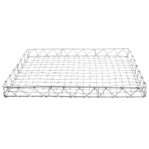 HUBERT Pastry Basket Rectangular Tapered Silver Steel - 24"L x 18"W x 2 1/4"H
