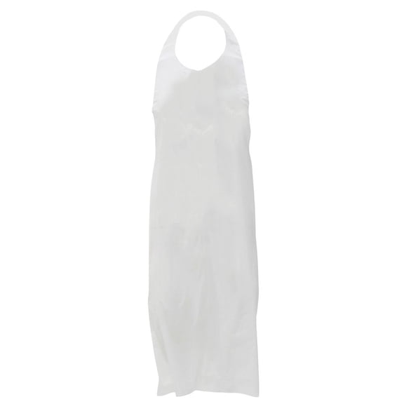 HUBERT® Plastic Bib Apron White - 46" L x 28" W