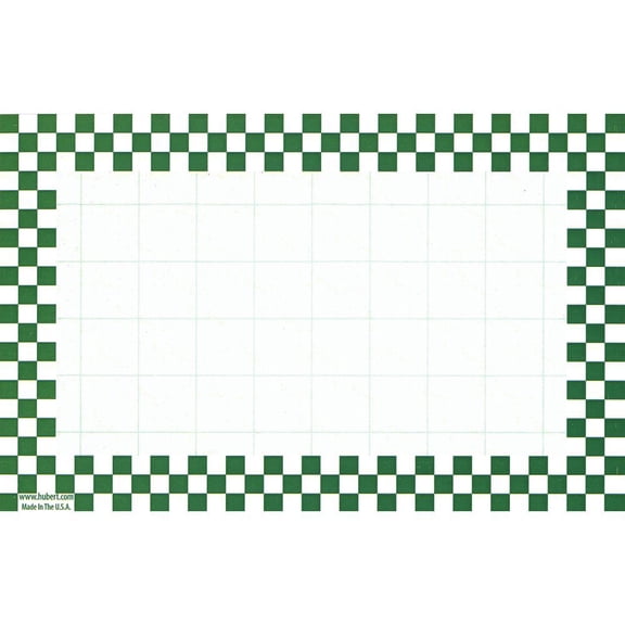 HUBERT Retail Price Sign Cards White Cards with Green Checkerboard Border - 5 1/2"L x 2 1/2"H 100 Per Pack