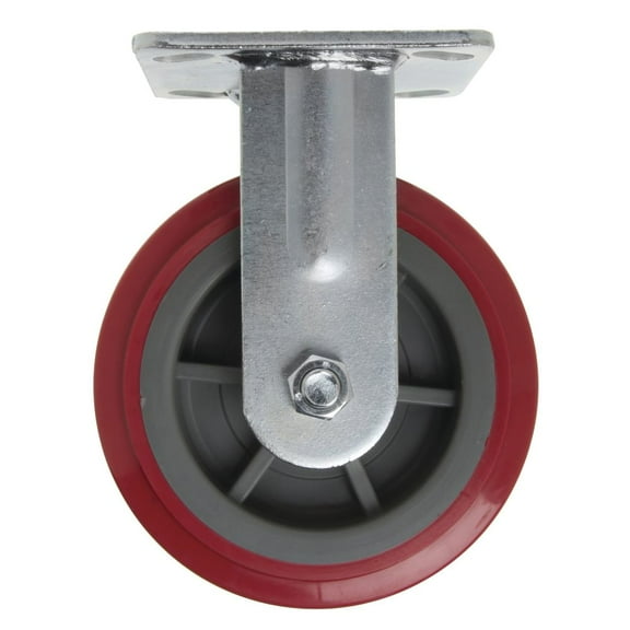 HUBERT Rigid Plate Caster Red Polyurethane - 6" Dia
