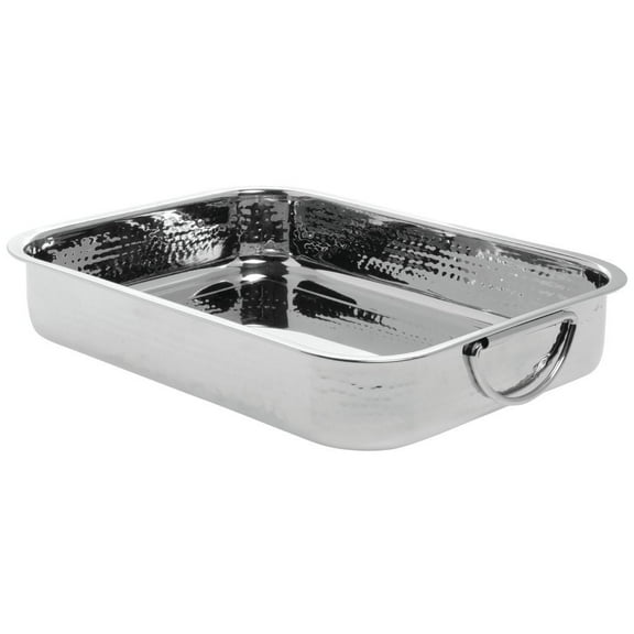 HUBERT Roasting Pan Stainless Steel with Hammered Finish - 10"L x 7 11/16"W x 2"H