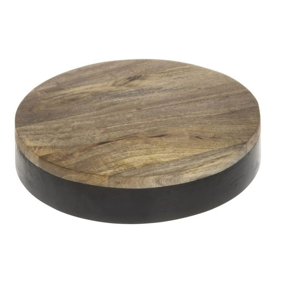 HUBERT Round Black Mango Wood Riser - 12"Dia x 2"H