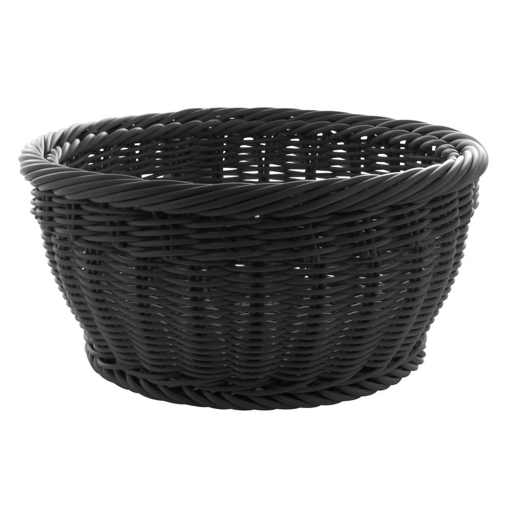 HUBERT Round Black Plastic Basket 13 3/8 Dia x 6 1/4 H