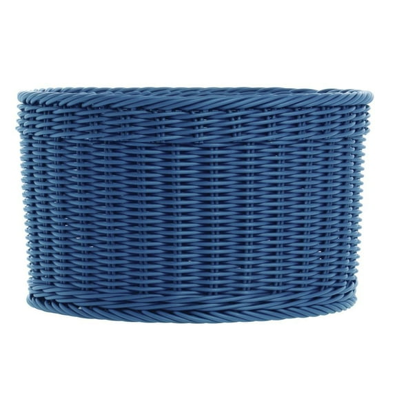 HUBERT Round Blue Wicker Basket - 12"Dia x 7"H