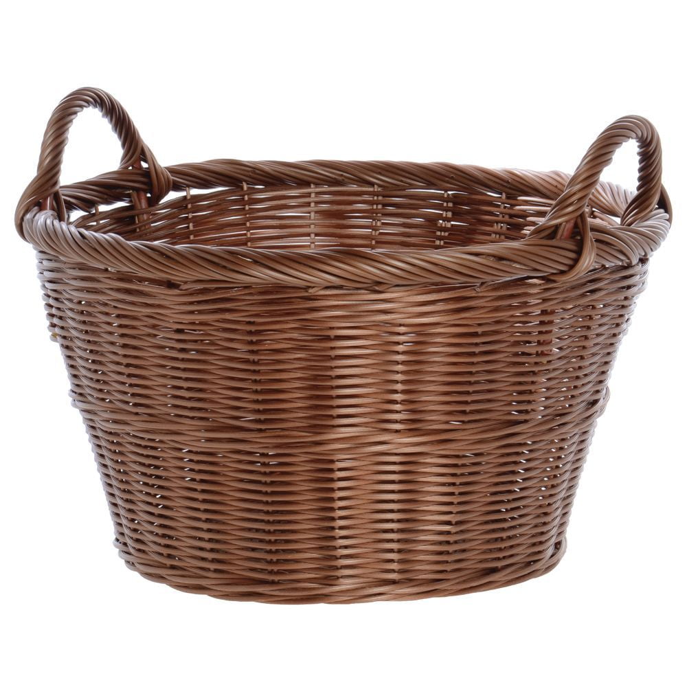 HUBERT Round Storage Basket with Handles, Dark Beige - 18"Dia x 10"H - Walmart.com