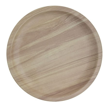 HUBERT® Round Tray with Butcher Block Finish - 9" Dia x 7/8" H