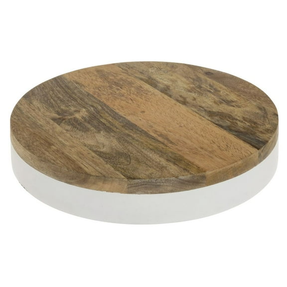 HUBERT Round White Mango Wood Riser - 12"Dia x 2"H