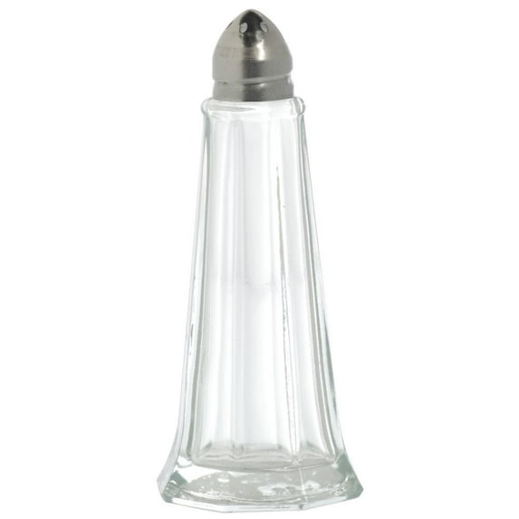 HUBERT® Salt and Pepper Shaker With Stainless Steel Tower Top Glass, 1 Ounce