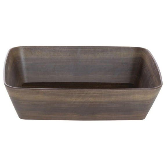 HUBERT® Serving Bowl Dark Brown Wood Bowl Soft Square - 13" L x 10 1/2" w x 3 1/5" H