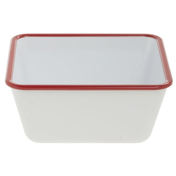 HUBERT® Serving Bowl Enamelware Look Melamine White/Red - 7" L x 7" W x 3 1/10 D