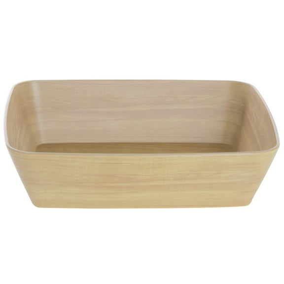 HUBERT® Serving Bowl Light Brown Wood Bowl Soft Square - 13" L x 10 1/2" w x 3 1/5" H