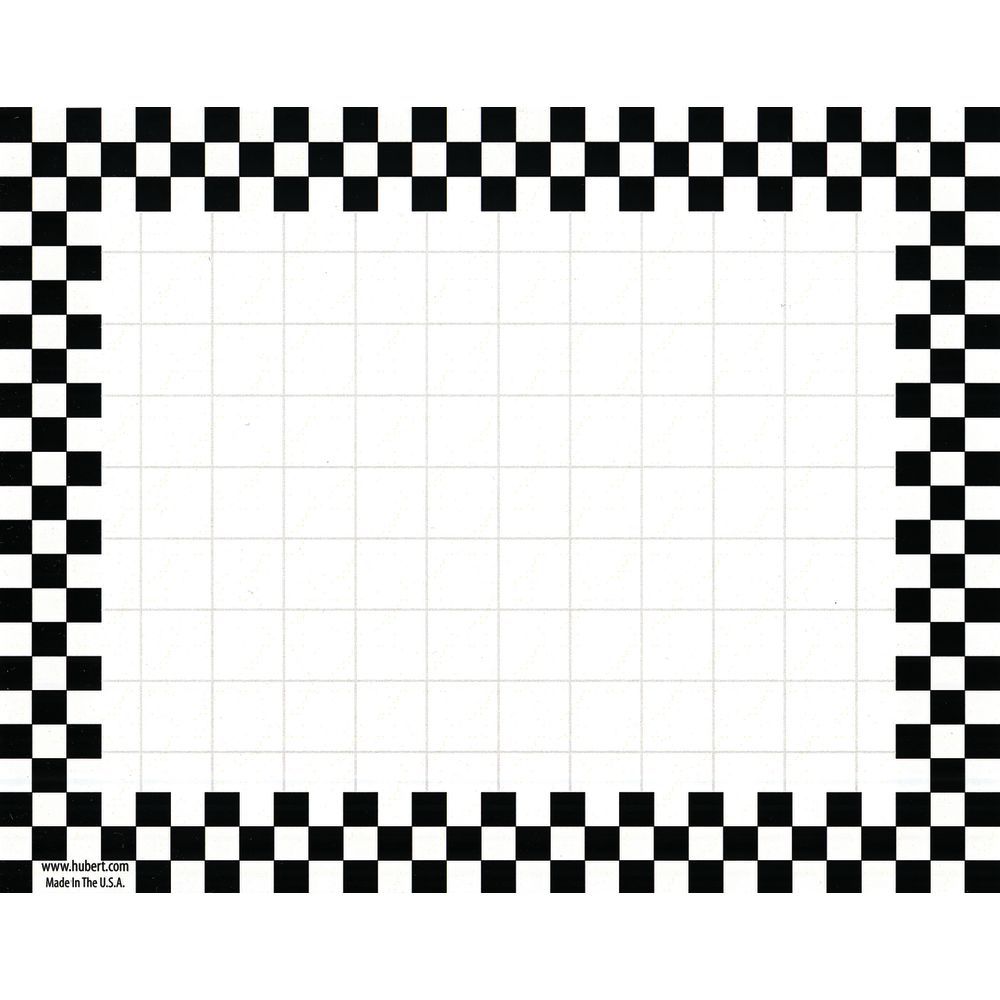 HUBERT® Sign Cards with Black Checkerboard Border - 5 1/2
