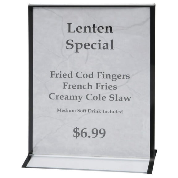 HUBERT Sign Holder Clear Acrylic with Striped-Edge Frame - 8 1/2"L x 11"H