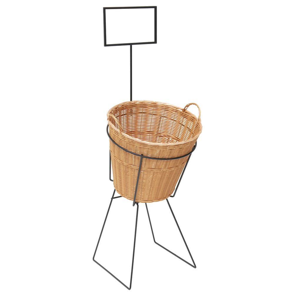 HUBERT Single Natural Wicker Basket Display Set - 17"L x 18"W x 51"H