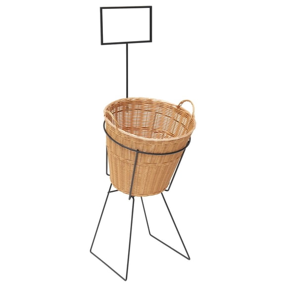 HUBERT Single Natural Wicker Basket Display Set - 17"L x 18"W x 51"H