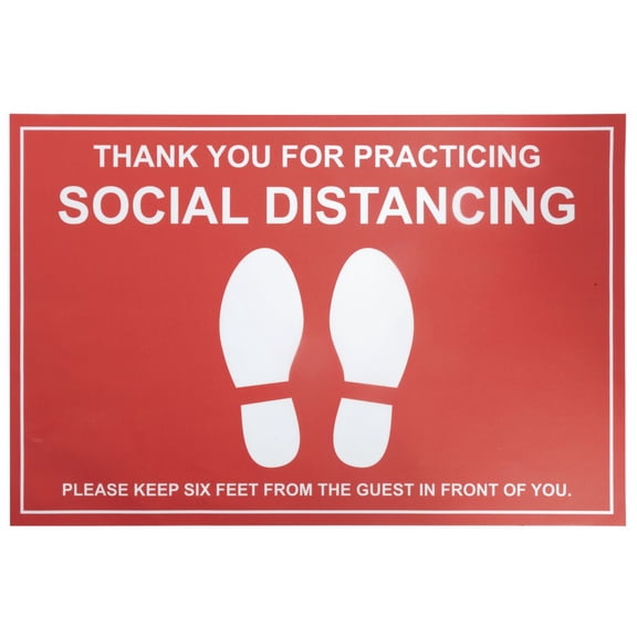 HUBERT Social Distancing Floor Decal 12 x 18 Red