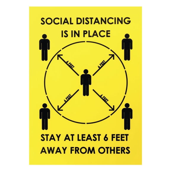 HUBERT Social Distancing Sign for Crowd Control - 8 1/10"W x 11 3/4"H