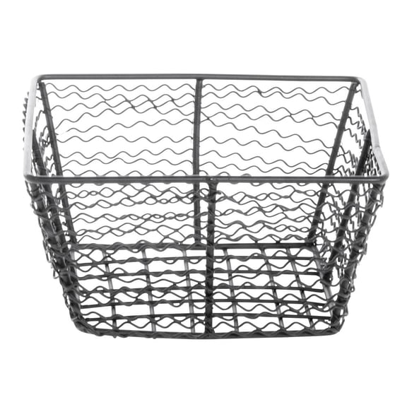 HUBERT Square Black Steel Corkscrew Basket - 8 1/4"L x 8 1/4"W x 3 15/16"H