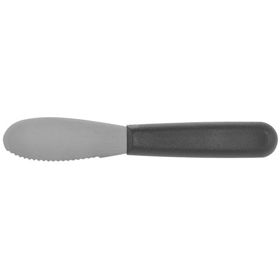 HUBERT Expressly Stainless Steel Serrated Spreader with Black Polypropylene Handle - 3 1/2" L Blade