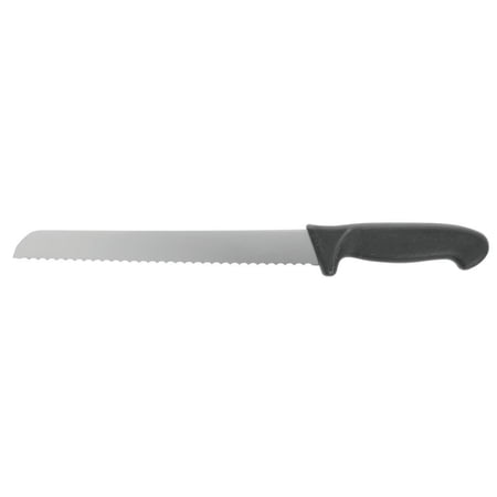 HUBERT® Stainless Steel Straight Bread Knife with Black Polypropylene Handle - 10" L Blade
