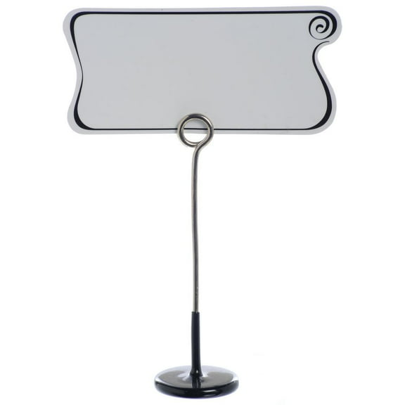 HUBERT Tabletop Sign Holder with Weighted Base Black Vinyl-Coated - 4 1/4"H