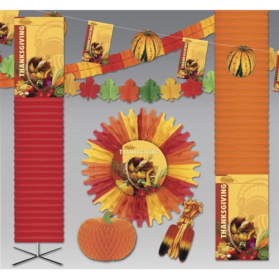 HUBERT Thanksgiving Decoration Kit 3000 sq ft Bountiful Thanksgiving Deluxe Crepe Kit