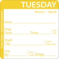 thumbnail image 1 of HUBERT® Tuesday Labels Yellow Flex-Temp Repositional Day of The Week Labels Tuesday - 2" Square, 1 of 3