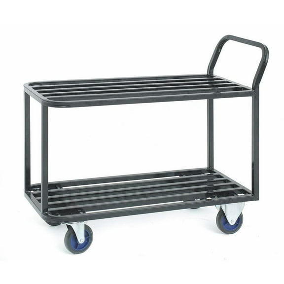 HUBERT Utility Cart Stocking Cart 2-Tier Black Powder Coated Steel - 41 1/2" L x 18" W x 41" H