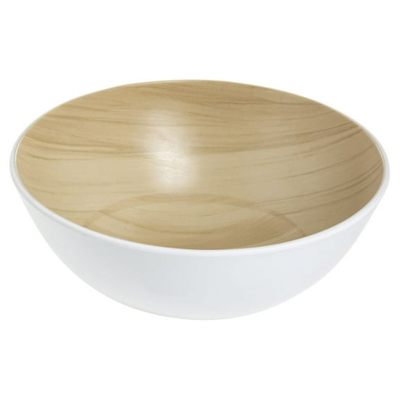 HUBERT White with Light Wood Melamine Bowl - 9 1/10" Dia