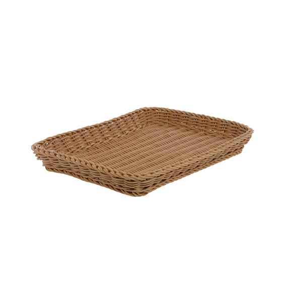 HUBERT Wicker Display Tray, Rectangular Brown Plastic - 13" L x 18 1/2 W x 2 3/8 D