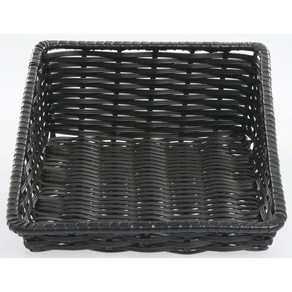 HUBERT Wicker Look Tapered Storage Basket, Rectangular Black- 11 1/2"L x 16"D x 1 1/2" to 5"H