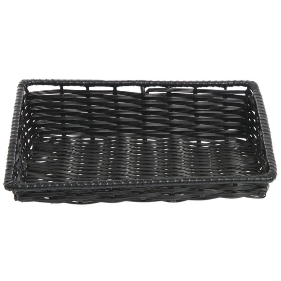 HUBERT Wicker Look Tapered Storage Basket, Rectangular Black- 15 1/2"L x 12"D x 1 1/2" to 4"H