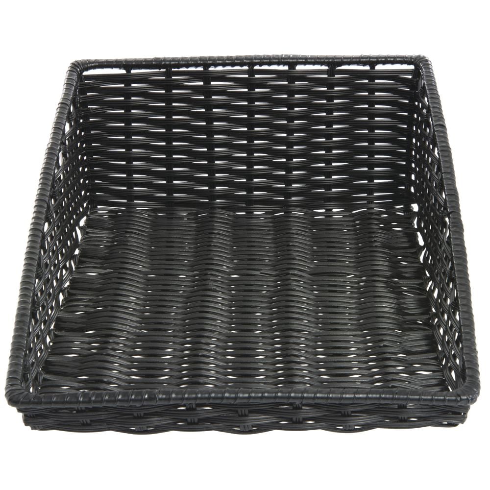 HUBERT Wicker Look Tapered Storage Basket, Rectangular Black- 15 1/2"L x 24"D x 1 1/2" to 7"H