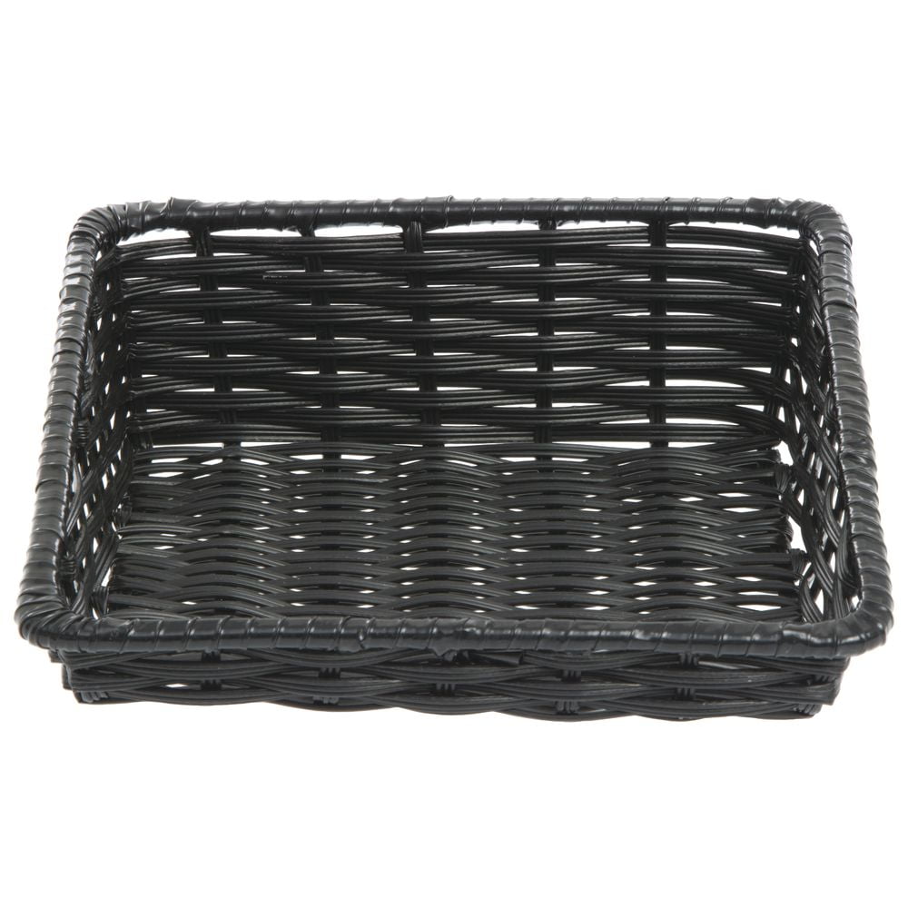 HUBERT® Wicker Storage Basket Black Plastic Tapered - 11 1/2"L x 12"D x 1 1/2" to 4"H