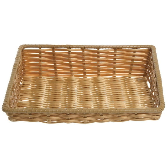 HUBERT® Wicker Storage Basket Natural Color 15 1/2"L x 14"D x 1 1/2" to 4"H